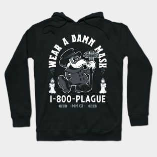 Vintage Cartoon Plague Doctor - Wear a Damn Mask - Macabre Hoodie